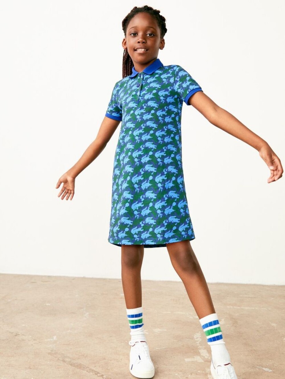 Girls' Lacoste X Minecraft Print Organic Cotton Piqué Polo Dress